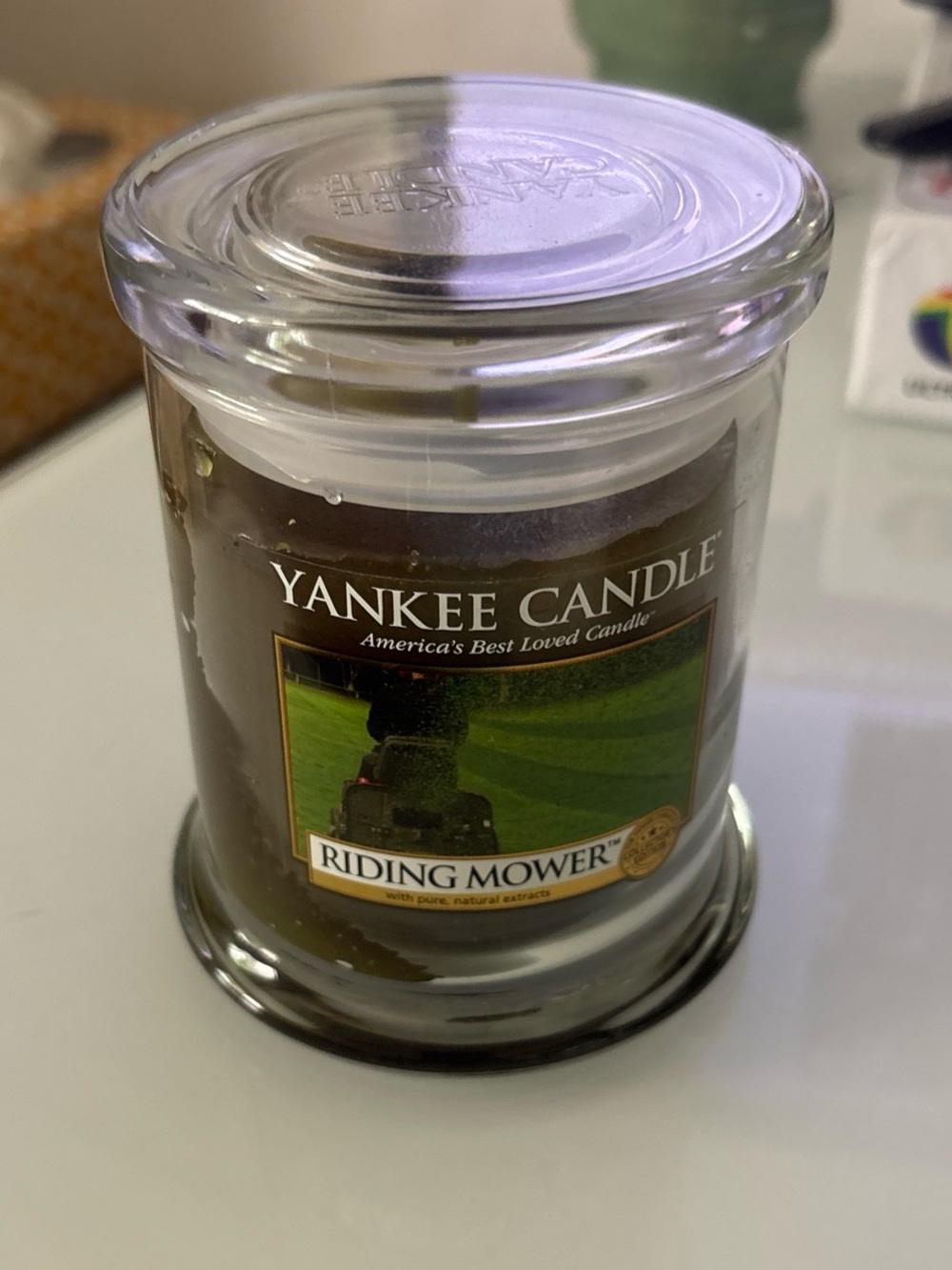 Yankee Candle Retired "RIDING MOWER" 8oz WHITE LABEL RARE New Collectors Edition